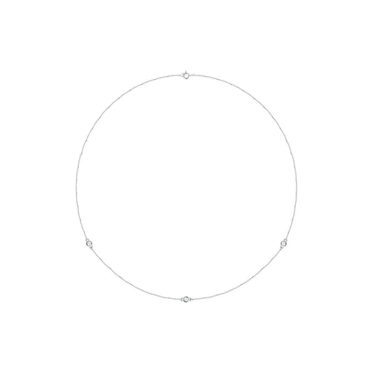 14K White Gold 1/4 CTW Natural Diamond 3-Station 18" Necklace