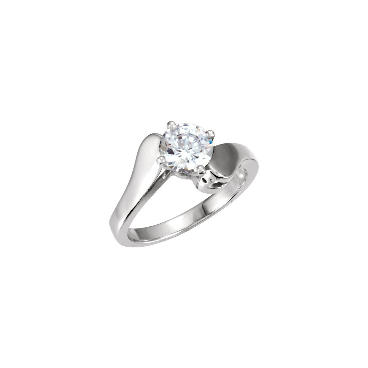 14K White Gold Band, Solitaire Bypass Engagement