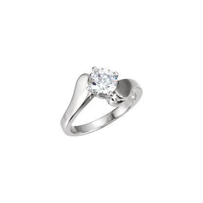 14K White Gold Band, Solitaire Bypass Engagement