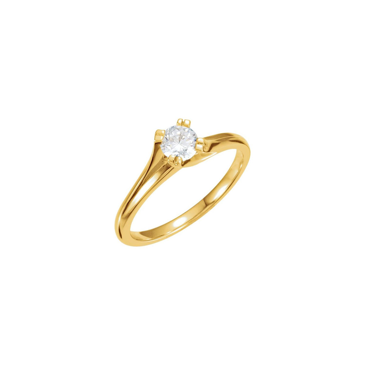 14K Yellow Gold Band, Split-Prong Solitaire Engagement