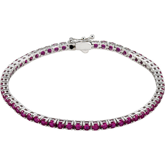 14K White Gold Lab-Grown Ruby Line 7.25" Bracelet