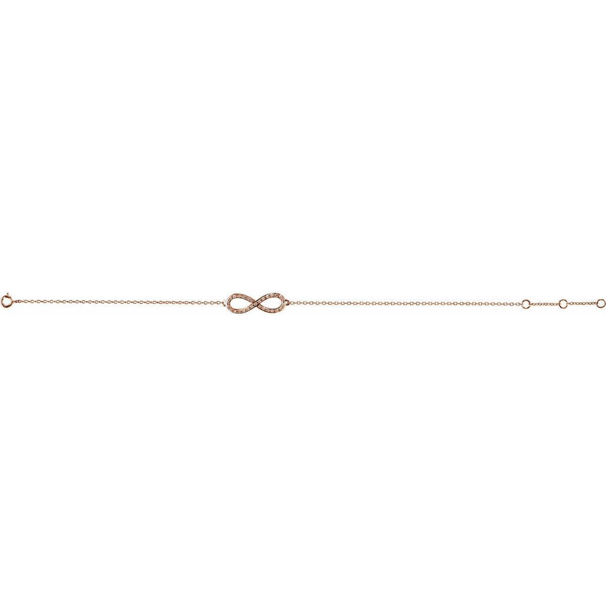 14K Rose Gold 1/8 CTW Natural Diamond Infinity-Inspired 7-8" Bracelet