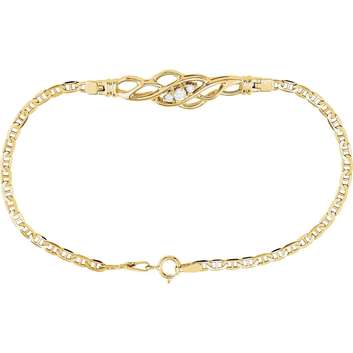 14K Yellow Gold 1/10 CTW Natural Diamond 7" Bracelet