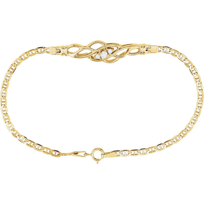 14K Yellow Gold 1/10 CTW Natural Diamond 7" Bracelet
