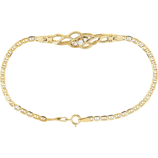 14K Yellow Gold 1/8 CTW Natural Diamond 7" Bracelet