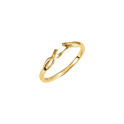 14K Yellow Gold Band, Solitaire Twisted Engagement