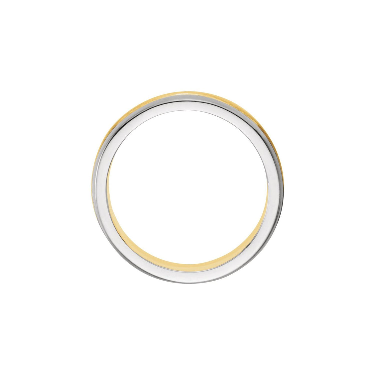 14K White/Yellow Gold Single Sided Stepped-Edge Flat Band, 6.75 mm
