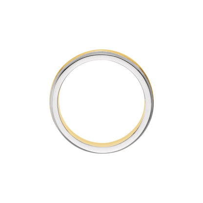 14K White/Yellow Gold Single Sided Stepped-Edge Flat Band, 6.75 mm
