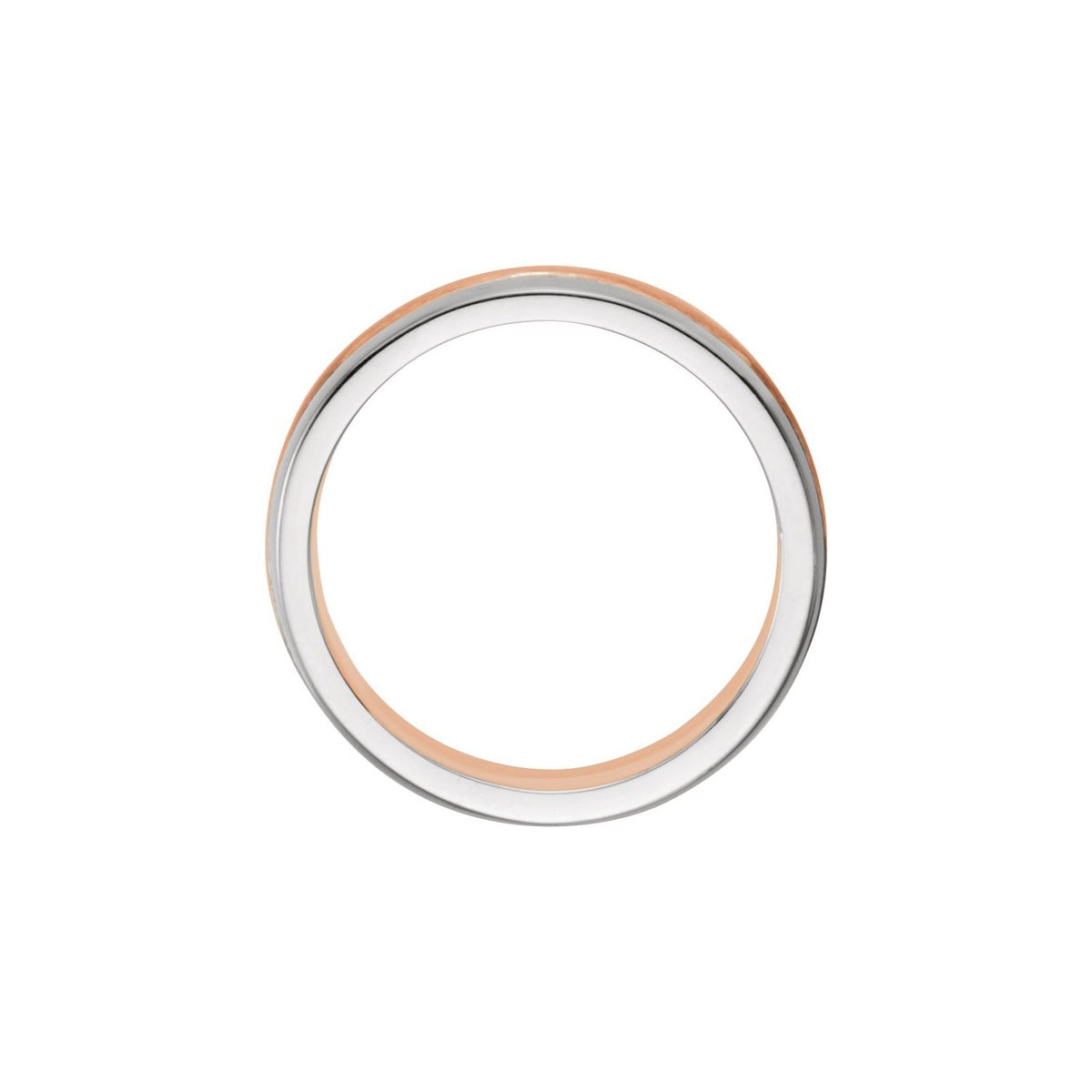 14K White/Yellow Gold Single Sided Stepped-Edge Flat Band, 6.75 mm