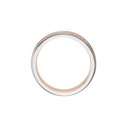 14K White/Yellow Gold Single Sided Stepped-Edge Flat Band, 6.75 mm