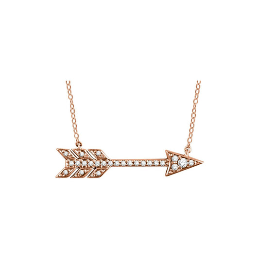 14K Rose Gold 1/10 CTW Natural Diamond Arrow 18" Necklace