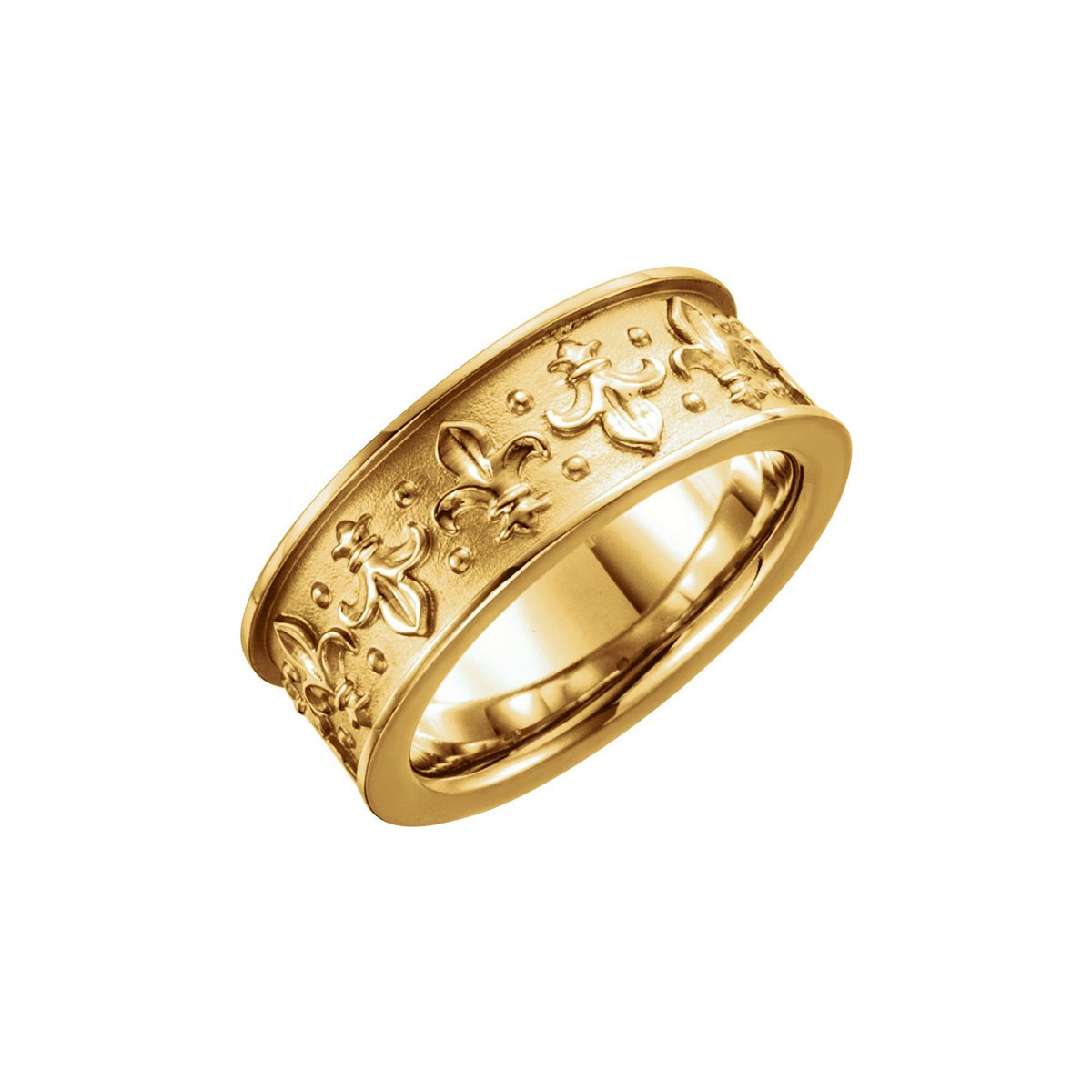 14K White Gold Fleur-de-lis Band