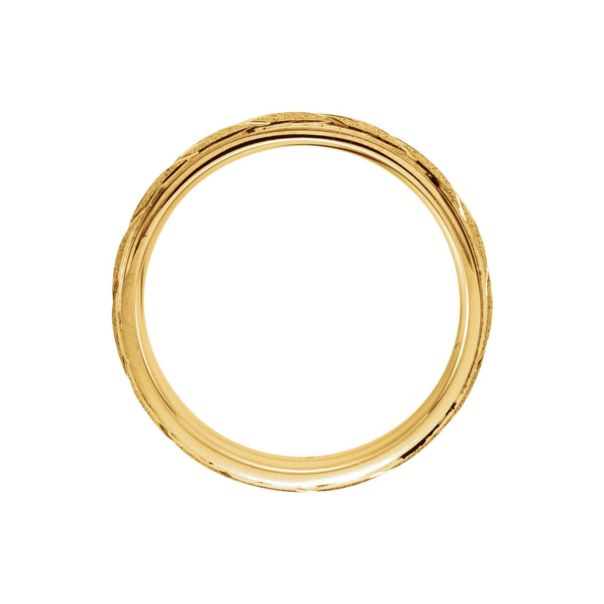 Stepped-Edge Diagonal Grooved Comfort-Fit Flat Band