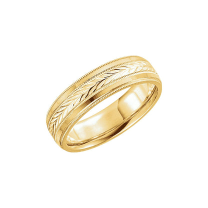 Milgrain Wheat Pattern Comfort-Fit Half Round Band