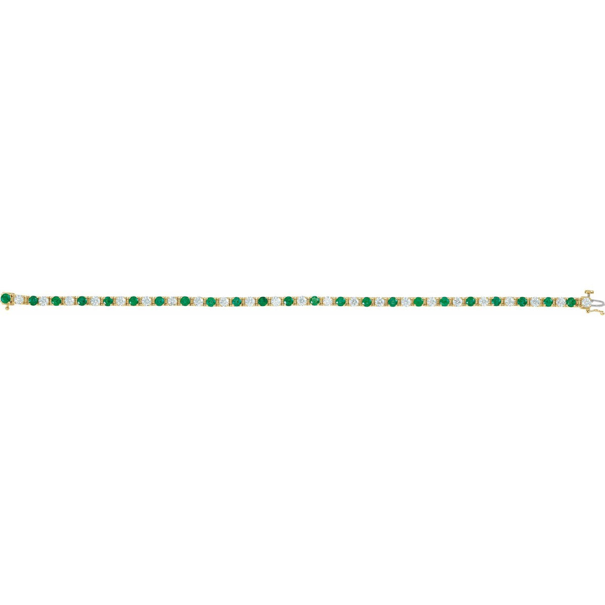 14K White Gold Lab-Grown Emerald & 2 3/8 CTW Lab-Grown Diamond Line 7" Bracelet