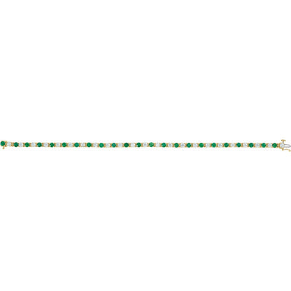 14K White Gold Lab-Grown Emerald & 2 3/8 CTW Lab-Grown Diamond Line 7" Bracelet