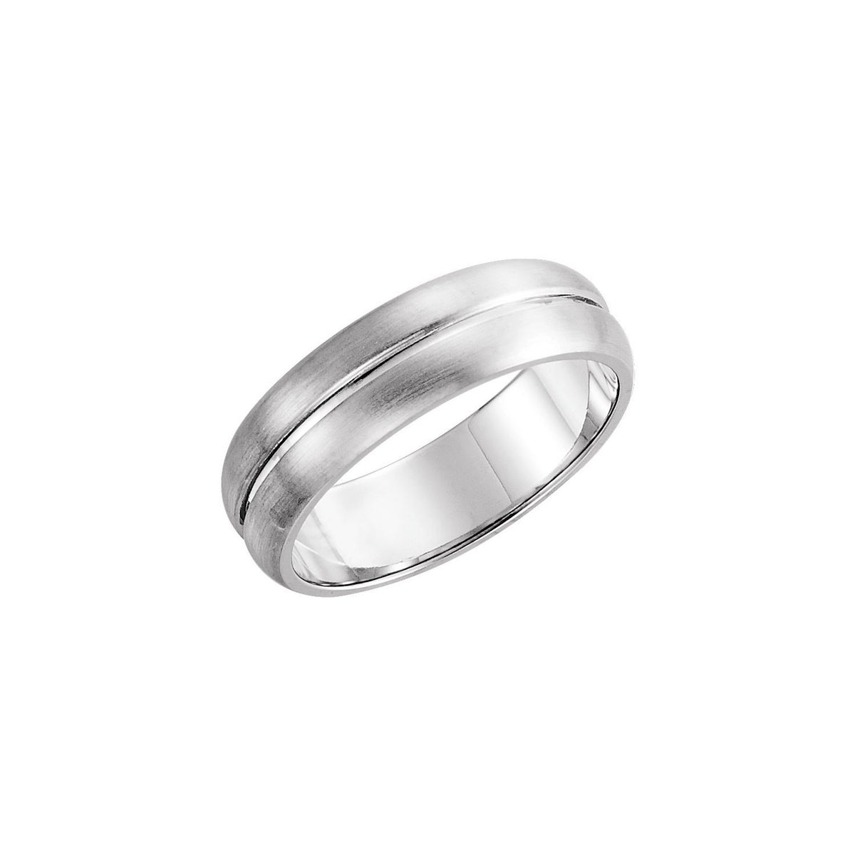 Grooved Comfort-Fit Half Round Band, 5 mm, Brush Finish