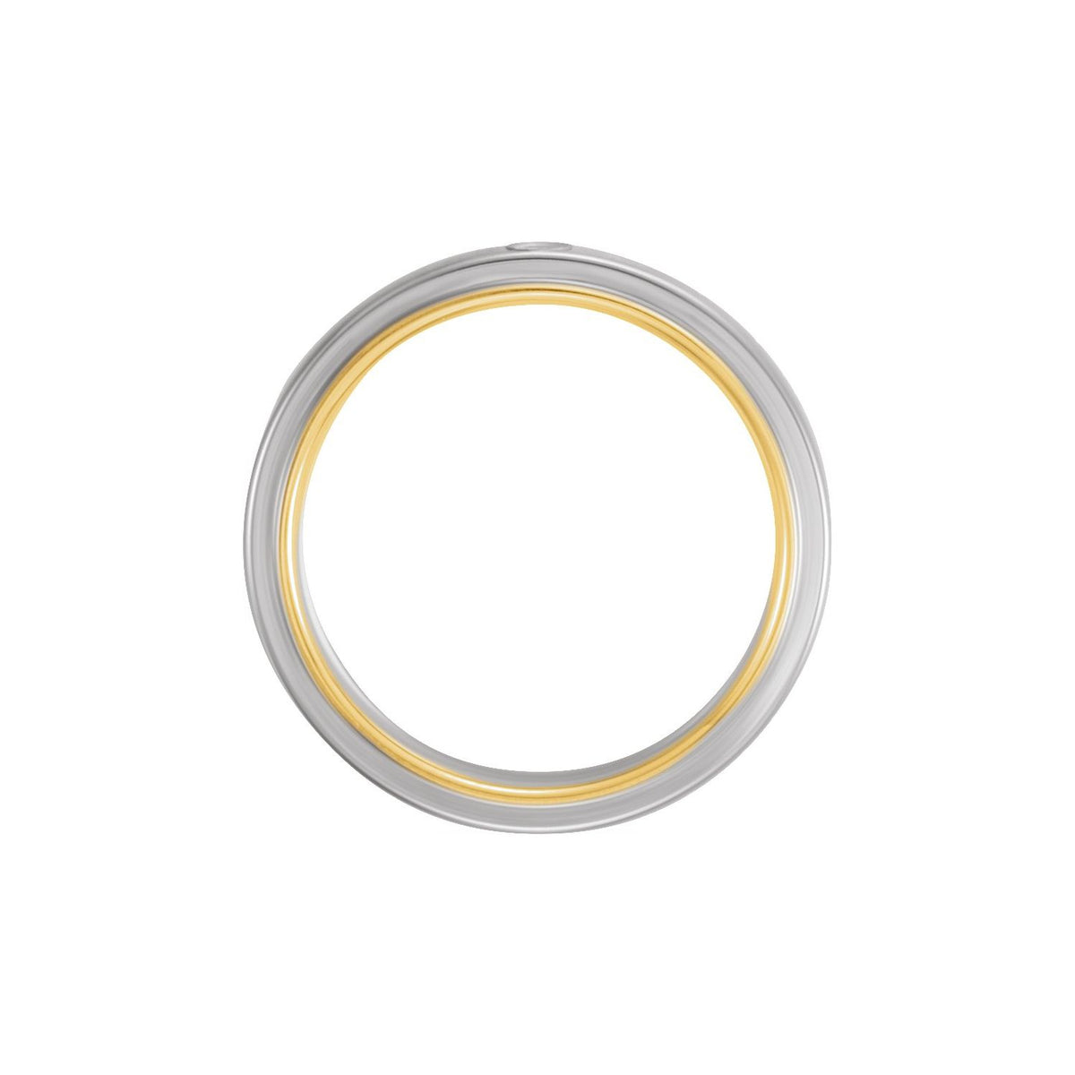 14K White/Yellow Gold .25 CT Natural Diamond Stepped-Edge Comfort-Fit Flat Band