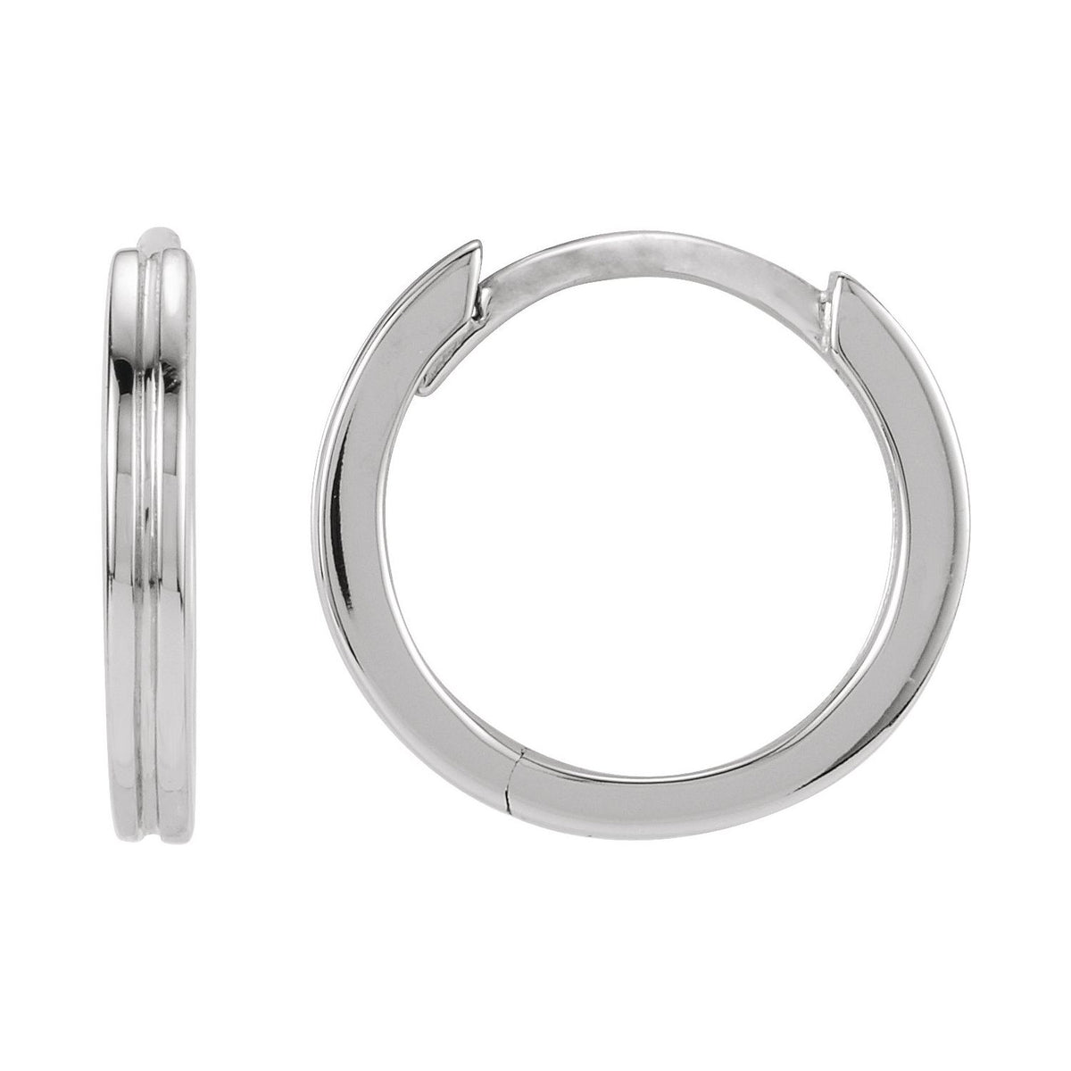 Grooved Hinged Huggie Hoop Earrings