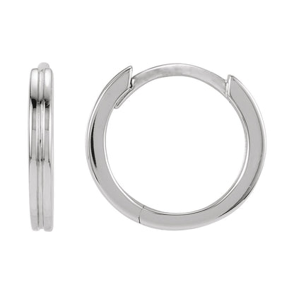 Grooved Hinged Huggie Hoop Earrings