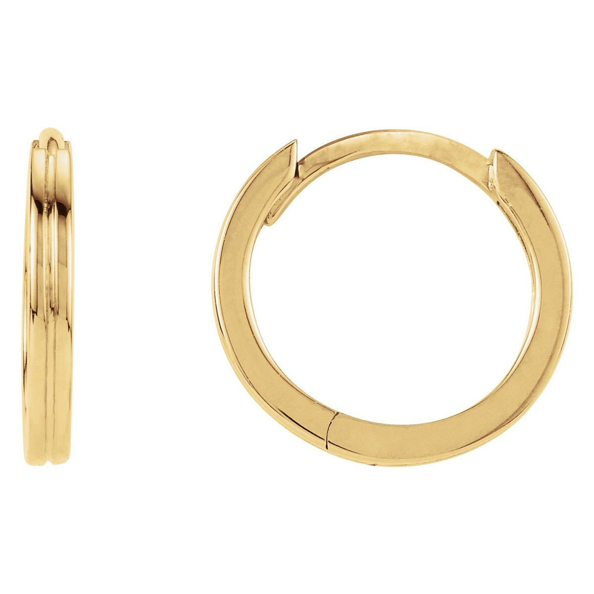 Grooved Hinged Huggie Hoop Earrings