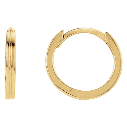 Grooved Hinged Huggie Hoop Earrings