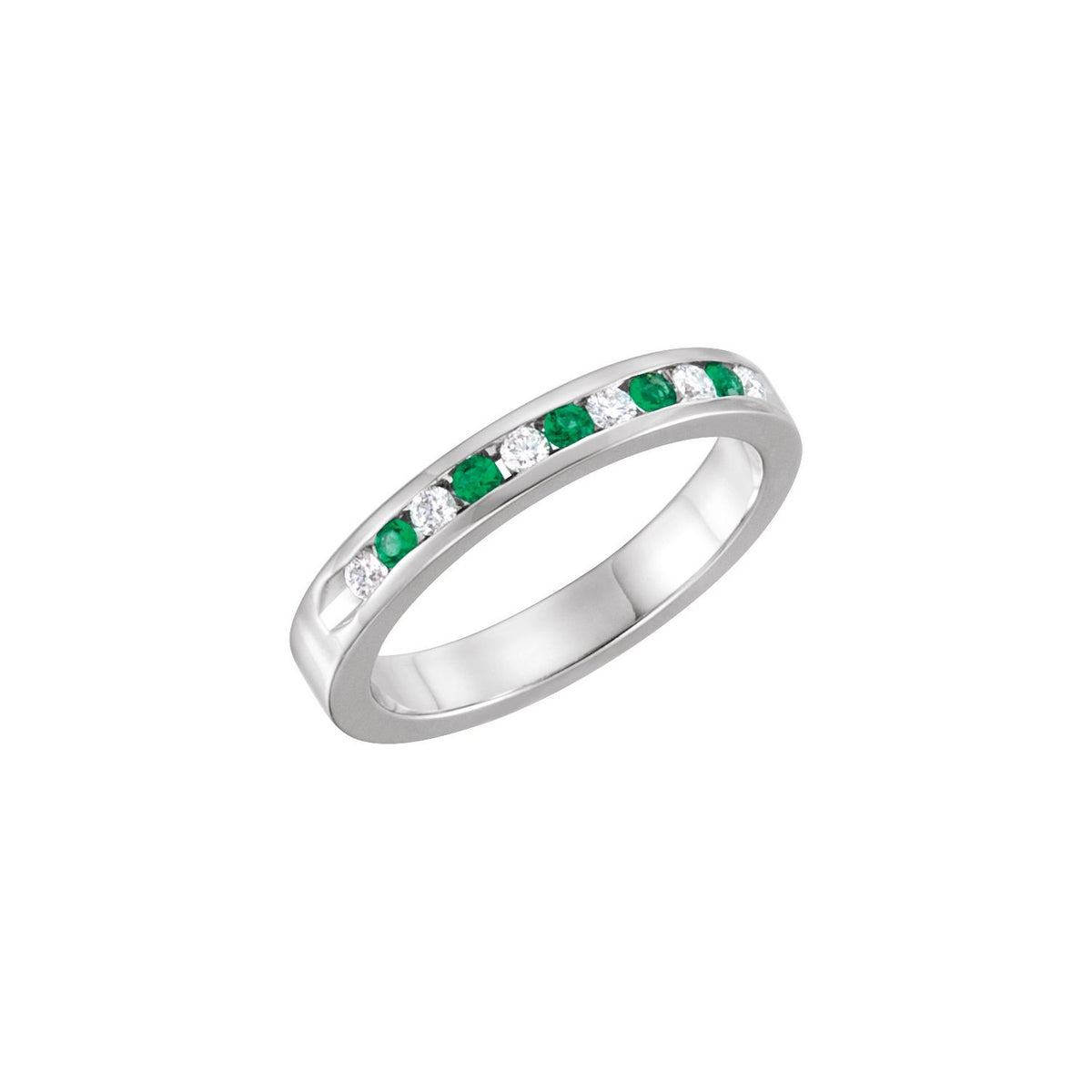 Natural Emerald & 1/8 CTW Natural Diamond Anniversary Band, 3.08 mm