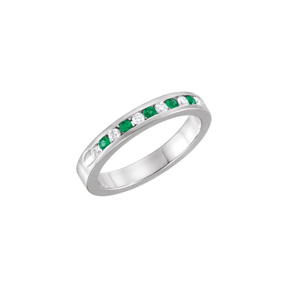 Natural Emerald & 1/8 CTW Natural Diamond Anniversary Band, 3.08 mm