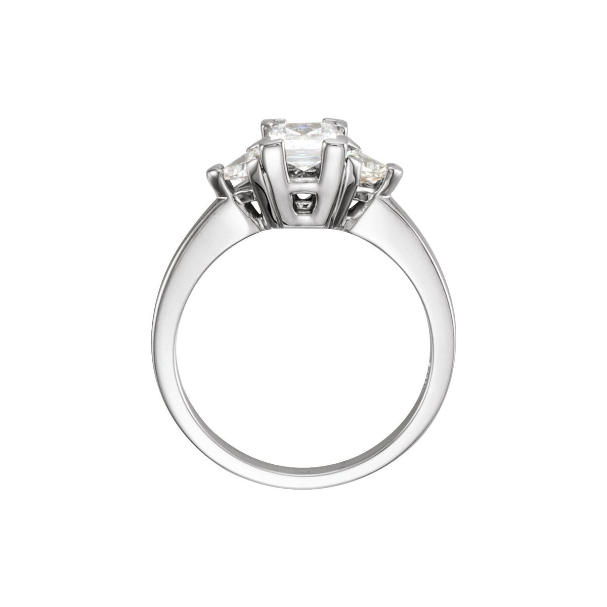 Band for 4x4 mm Square Ring, Three-Stone Engagement