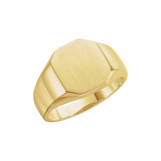 14K Yellow Gold 11x9 mm Octagon Signet Ring, 11 x 9 mm (5760)