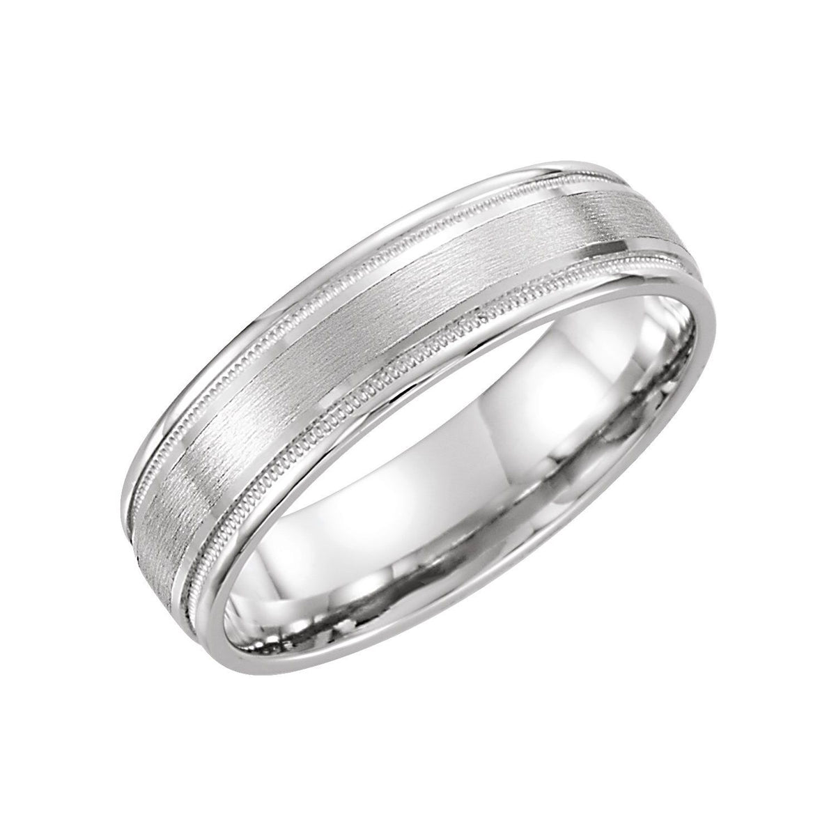 Milgrain Edge Comfort-Fit Flat Band, 7 mm
