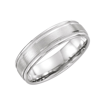 Milgrain Edge Comfort-Fit Flat Band, 7 mm