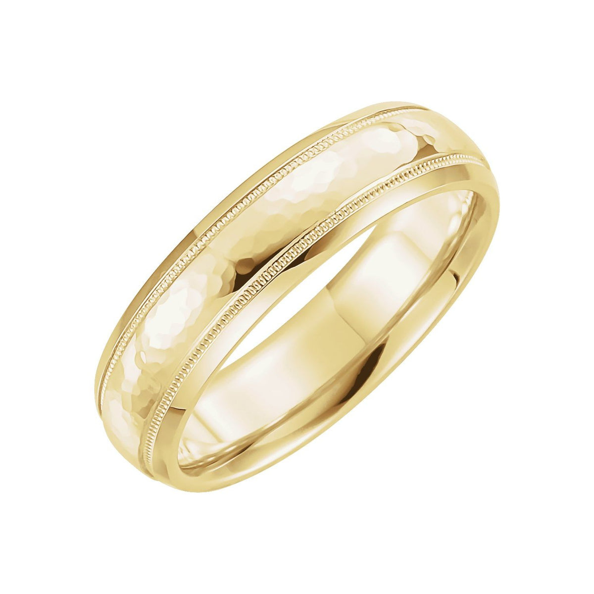 Milgrain Edge Comfort-Fit Half Round Band