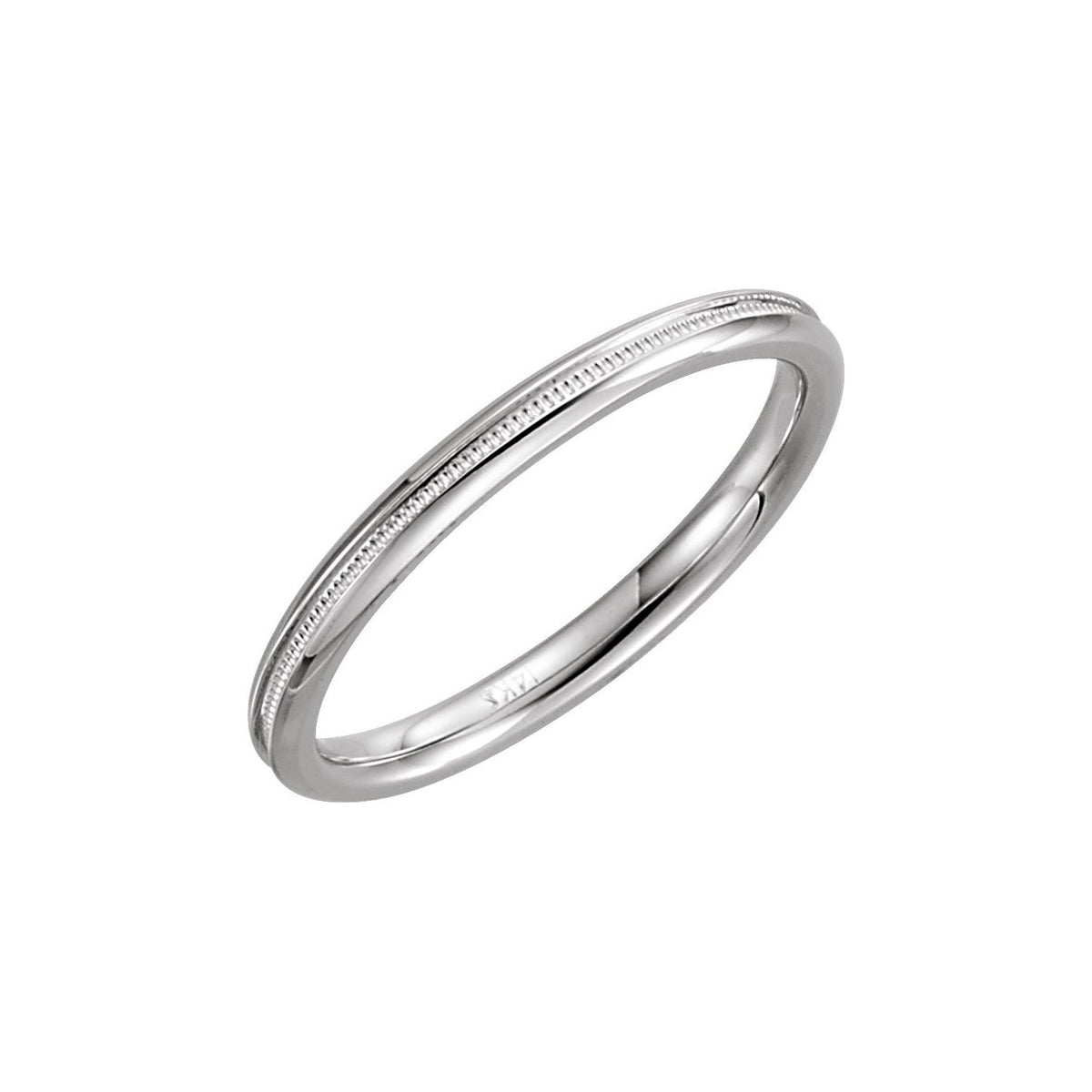 Milgrain Comfort-Fit Half Round Band, 2 mm