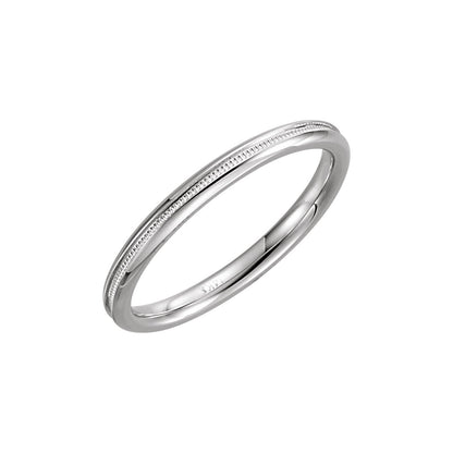 Milgrain Comfort-Fit Half Round Band, 2 mm