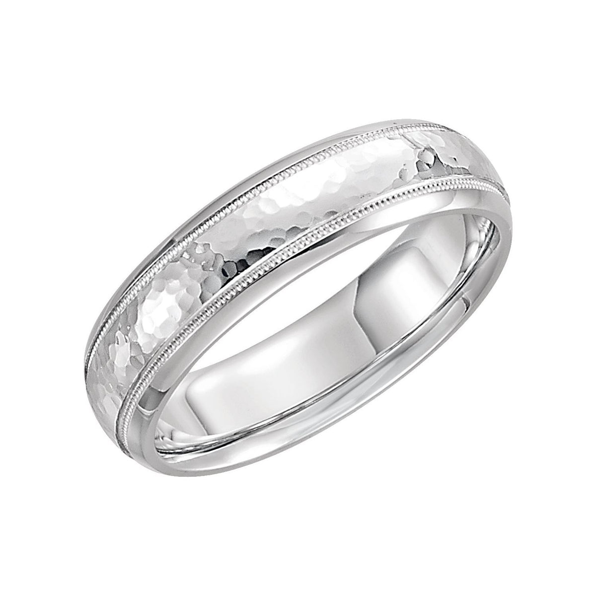 Milgrain Edge Comfort-Fit Half Round Band