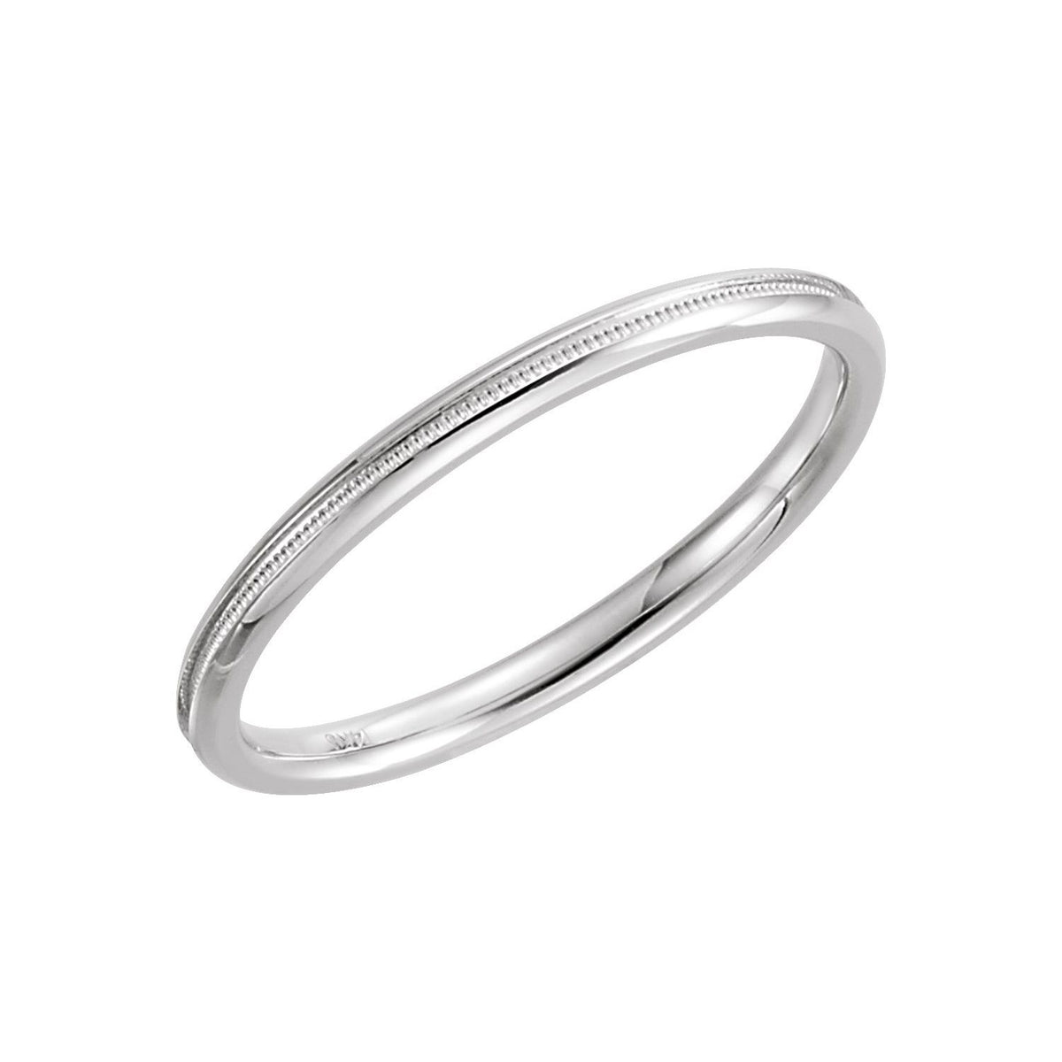 Platinum Milgrain Comfort-Fit Half Round Band
