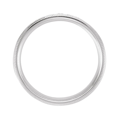 1/4 CTW Natural Diamond Double Milgrain Edge Comfort-Fit Half Round Band, 6 mm, Style 2