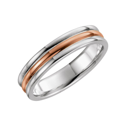 14K Yellow/White/Yellow Gold Grooved Band