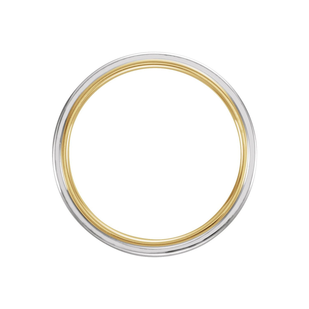 14K Yellow/White/Yellow Gold Stepped-Edge Grooved Comfort-Fit Flat Band
