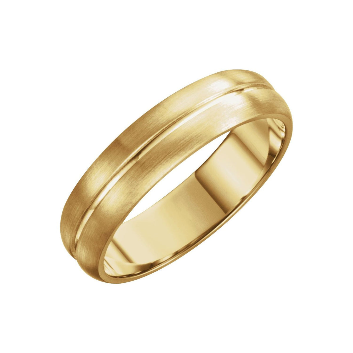 Grooved Comfort-Fit Half Round Band, 5 mm, Style 2