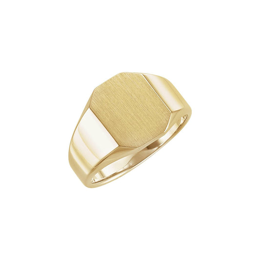 14K Yellow Gold 11x9 mm Octagon Signet Ring, 11 x 9 mm