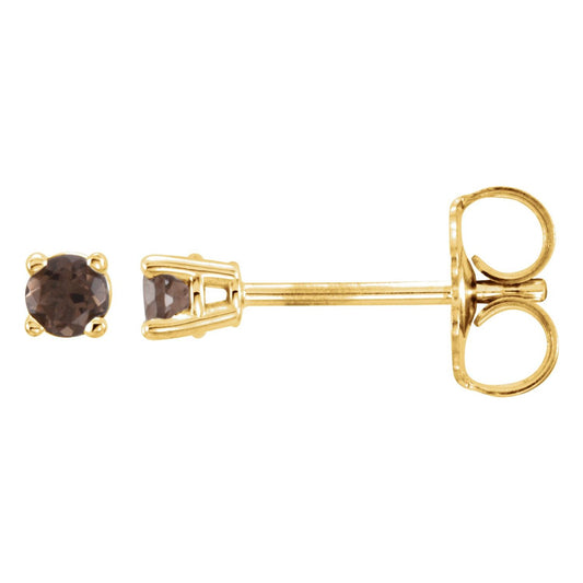 14K Yellow Gold Natural Smoky Quartz Earrings
