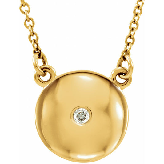 14K Yellow Gold .02 CTW Natural Diamond Domed 16 1/2" Necklace