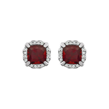 14K White Gold Natural Mozambique Garnet & 1/10 CTW Natural Diamond Earrings