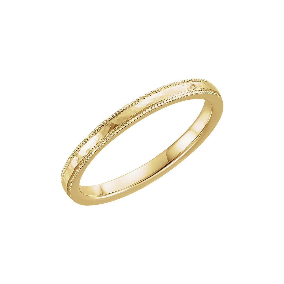 14K Yellow Gold Milgrain Edge Comfort-Fit Flat Band, 2 mm (5153)