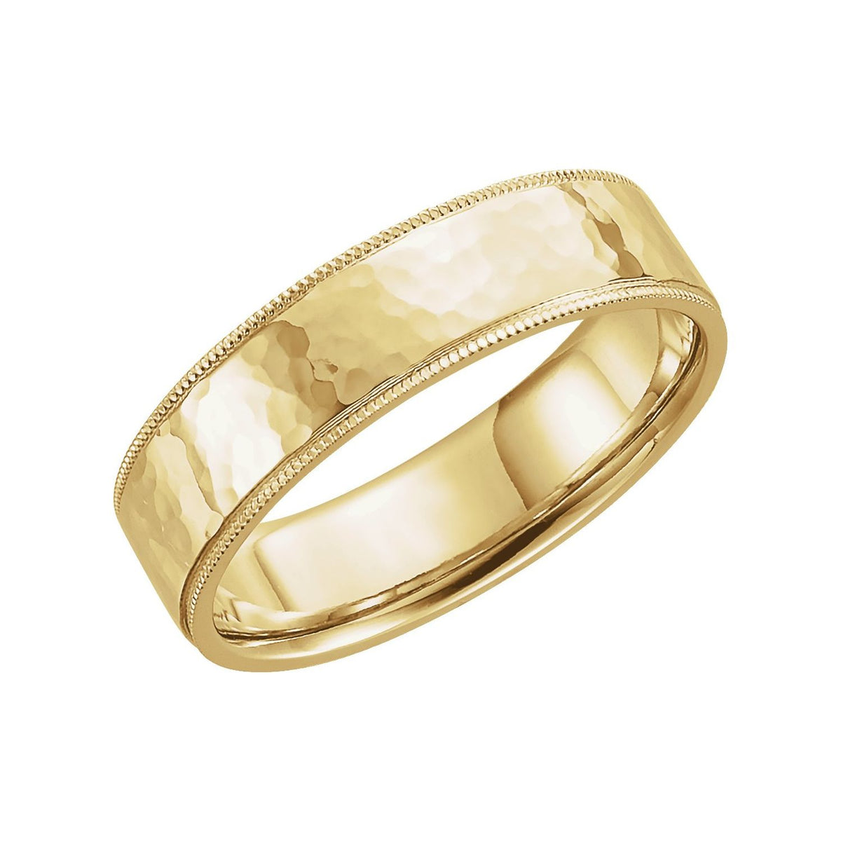 14K Yellow Gold Milgrain Edge Comfort-Fit Flat Band, 2 mm