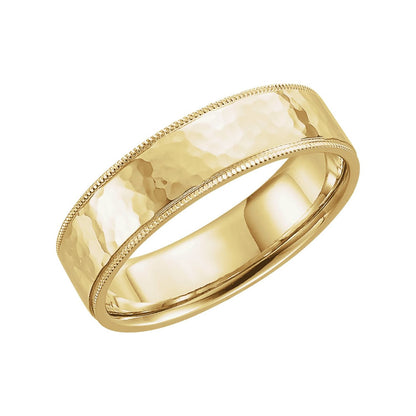 14K Yellow Gold Milgrain Edge Comfort-Fit Flat Band, 2 mm