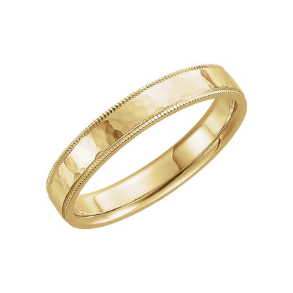 14K Yellow Gold Milgrain Edge Comfort-Fit Flat Band, 2 mm (5153)