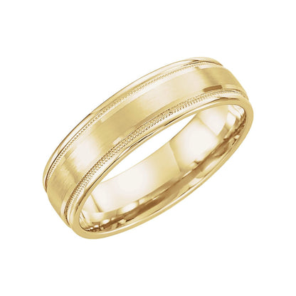 Milgrain Edge Comfort-Fit Flat Band, 7 mm